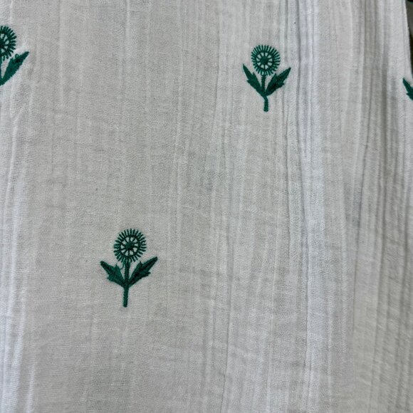 PINK CHICKEN Embroidered Cotton Ava Dress Girls 5 White & Green Boho Beach Cover - Picture 6 of 9